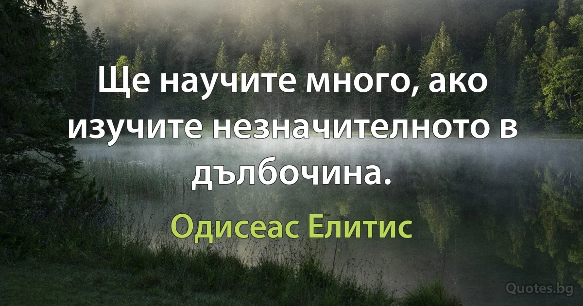 Ще научите много, ако изучите незначителното в дълбочина. (Одисеас Елитис)