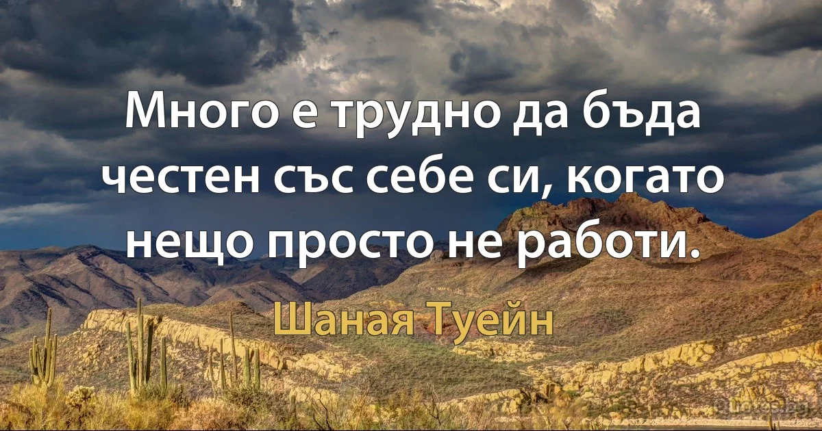 Много е трудно да бъда честен със себе си, когато нещо просто не работи. (Шаная Туейн)