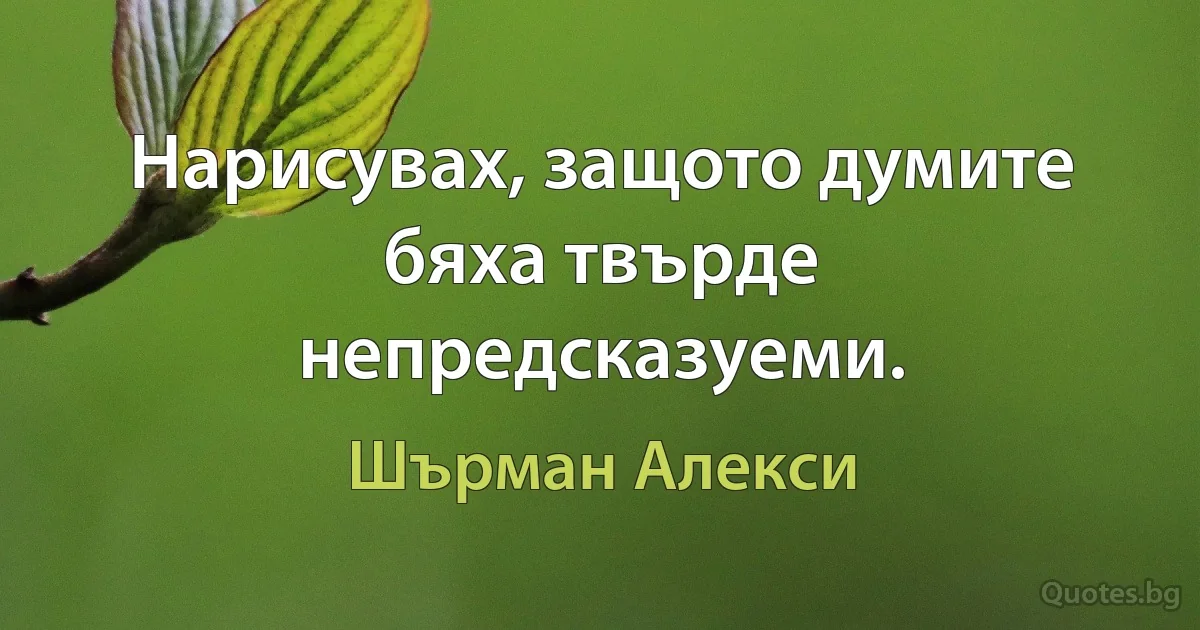 Нарисувах, защото думите бяха твърде непредсказуеми. (Шърман Алекси)