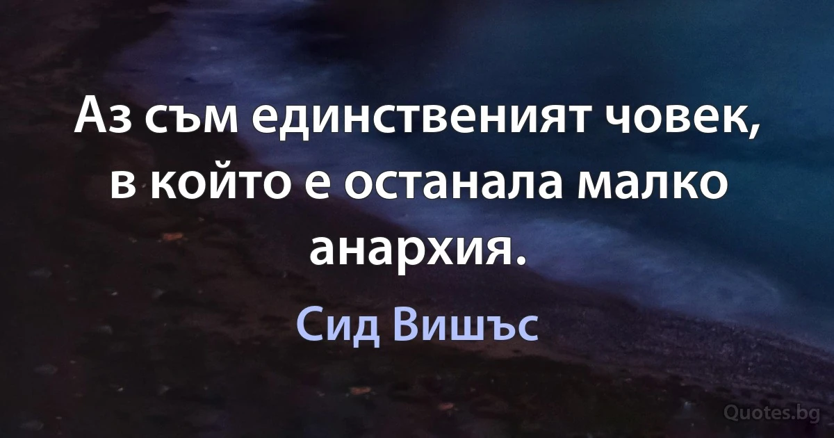 Аз съм единственият човек, в който е останала малко анархия. (Сид Вишъс)