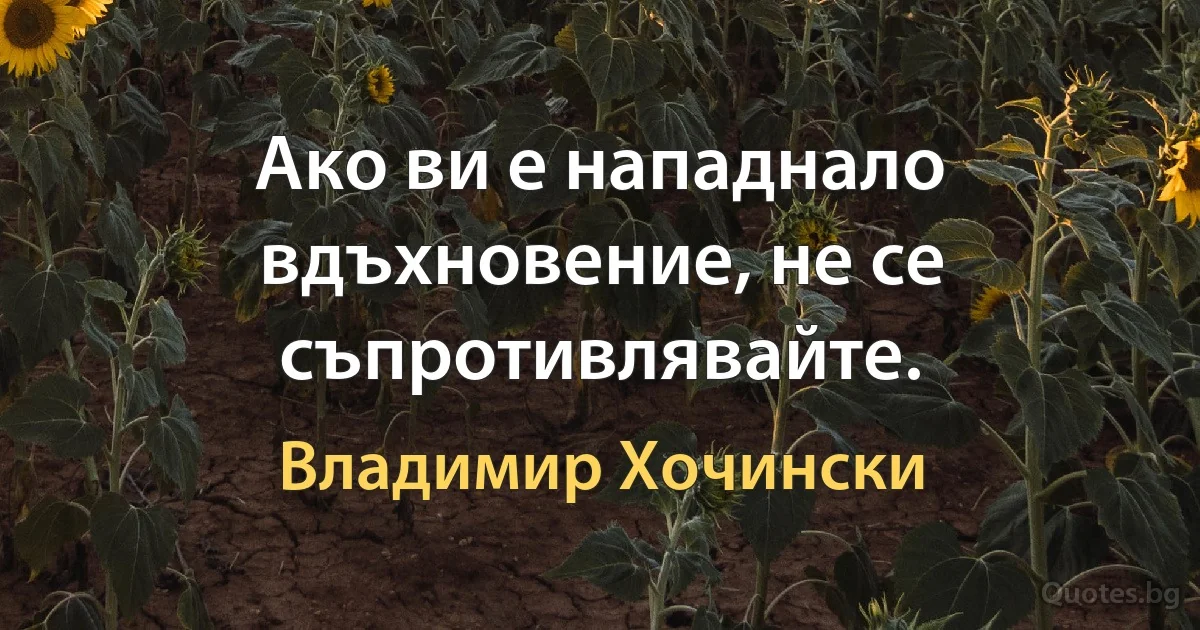 Ако ви е нападнало вдъхновение, не се съпротивлявайте. (Владимир Хочински)