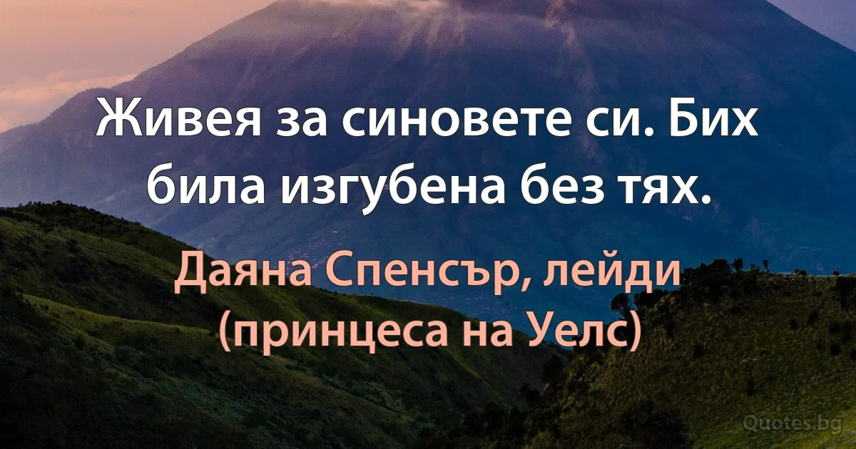 Живея за синовете си. Бих била изгубена без тях. (Даяна Спенсър, лейди (принцеса на Уелс))