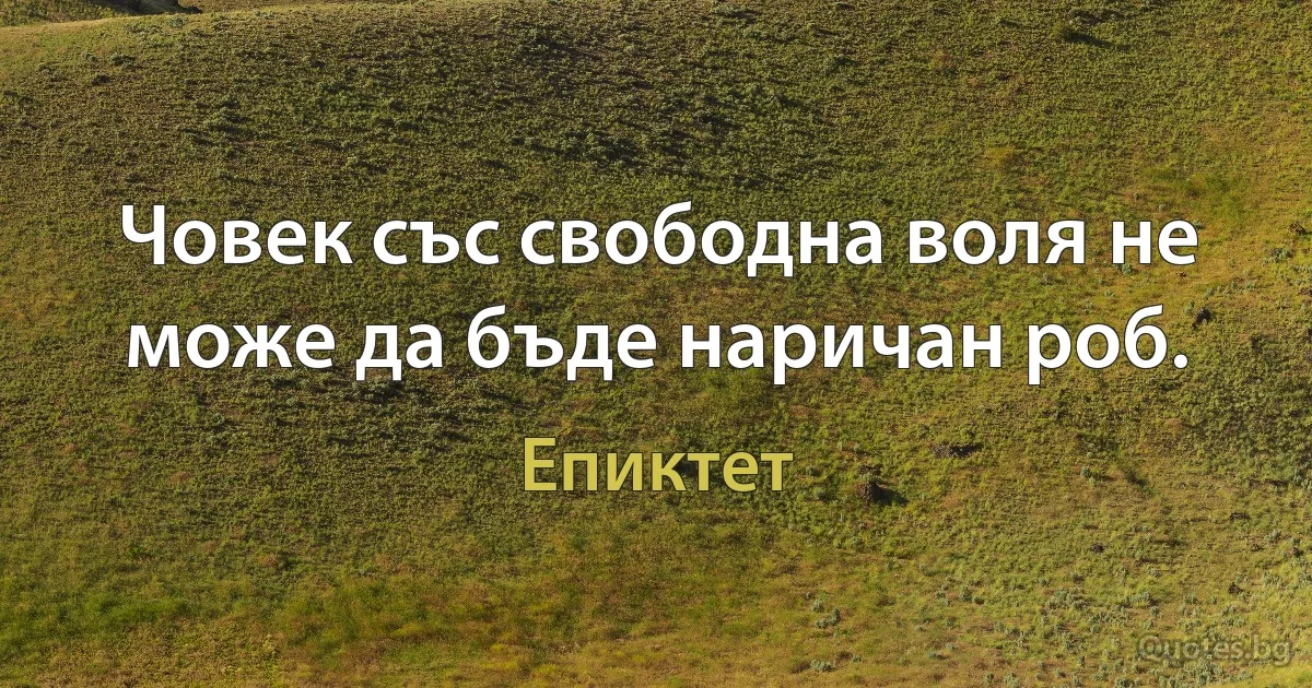 Човек със свободна воля не може да бъде наричан роб. (Епиктет)