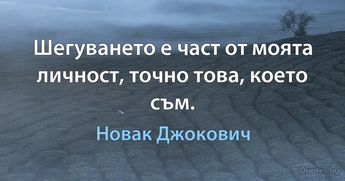 Шегуването е част от моята личност, точно това, което съм. (Новак Джокович)