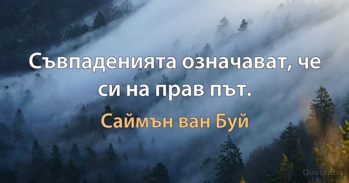 Съвпаденията означават, че си на прав път. (Саймън ван Буй)