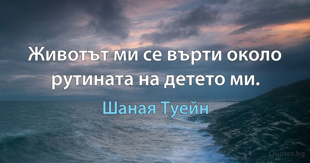 Животът ми се върти около рутината на детето ми. (Шаная Туейн)