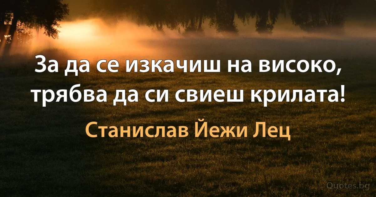 За да се изкачиш на високо, трябва да си свиеш крилата! (Станислав Йежи Лец)