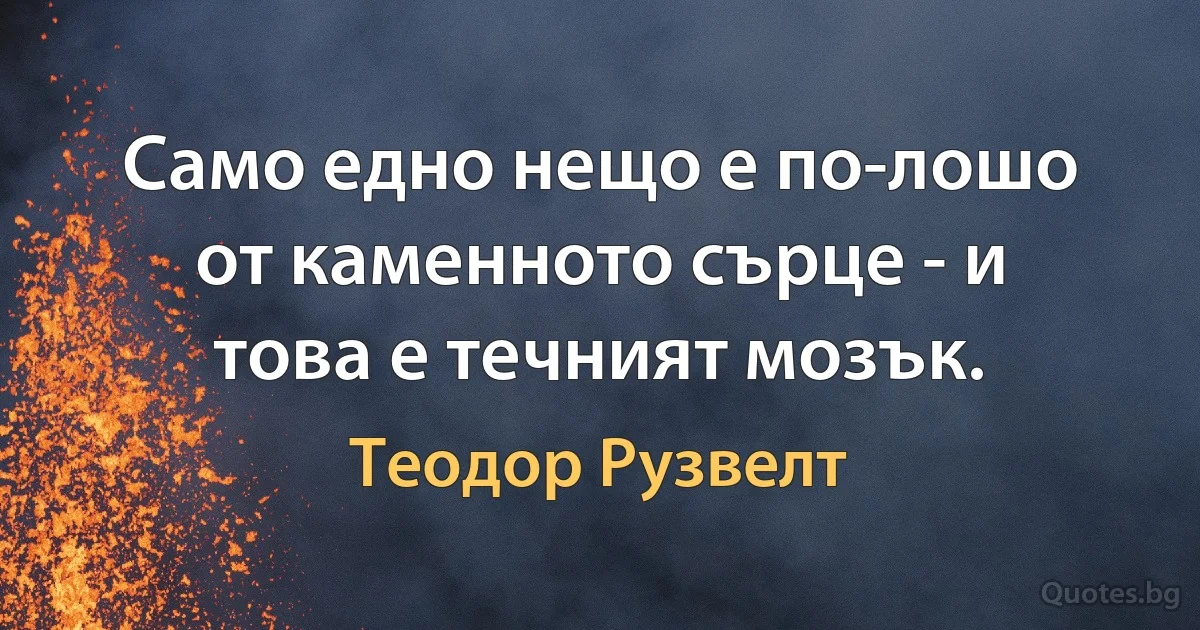 Само едно нещо е по-лошо от каменното сърце - и това е течният мозък. (Теодор Рузвелт)