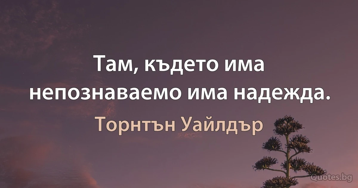 Там, където има непознаваемо има надежда. (Торнтън Уайлдър)