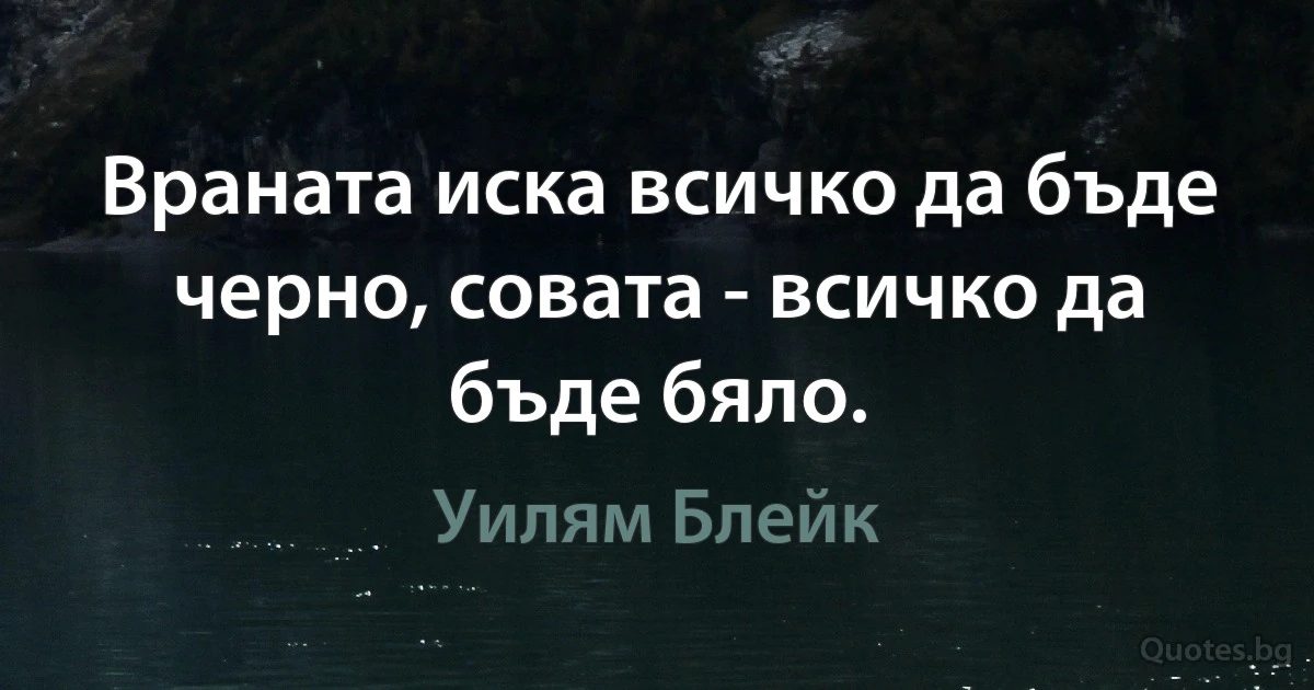 Враната иска всичко да бъде черно, совата - всичко да бъде бяло. (Уилям Блейк)