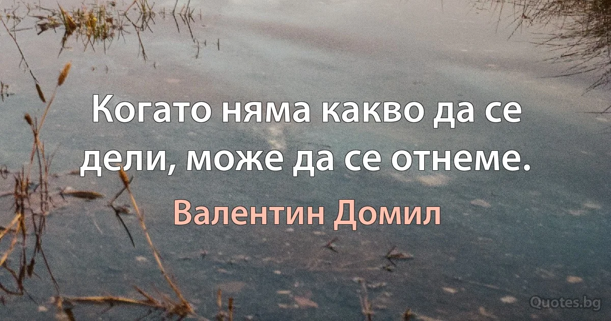 Когато няма какво да се дели, може да се отнеме. (Валентин Домил)