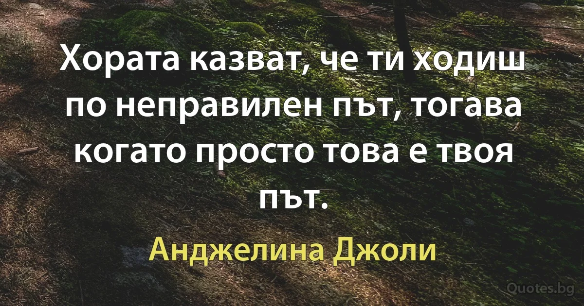 Хората казват, че ти ходиш по неправилен път, тогава когато просто това е твоя път. (Анджелина Джоли)