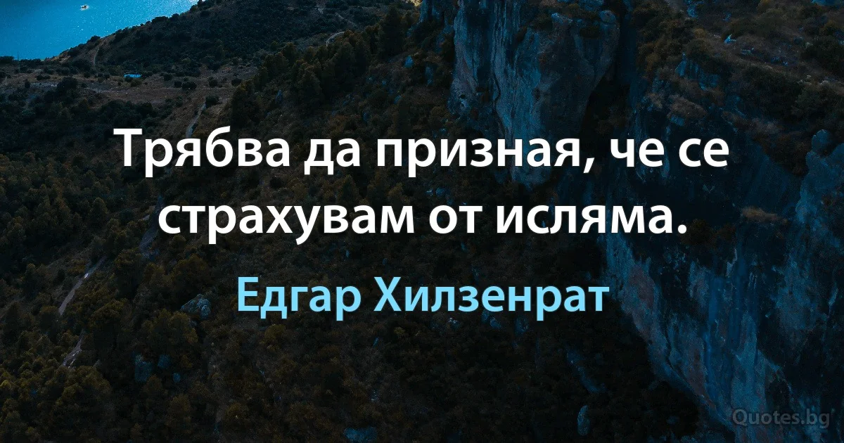 Трябва да призная, че се страхувам от исляма. (Едгар Хилзенрат)