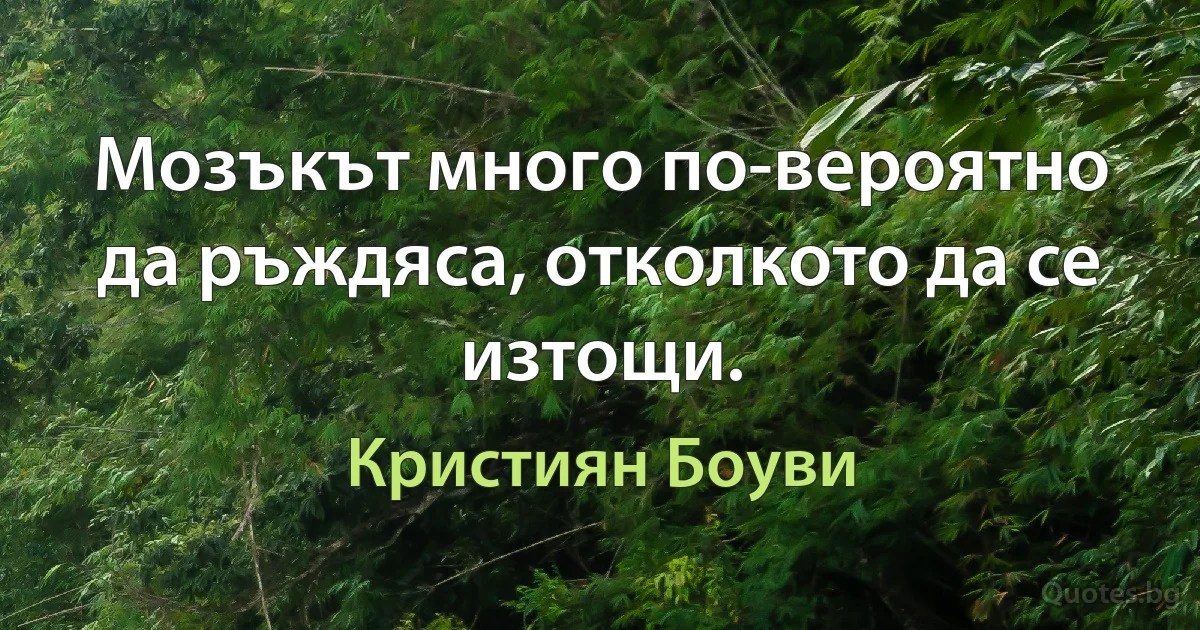 Мозъкът много по-вероятно да ръждяса, отколкото да се изтощи. (Кристиян Боуви)