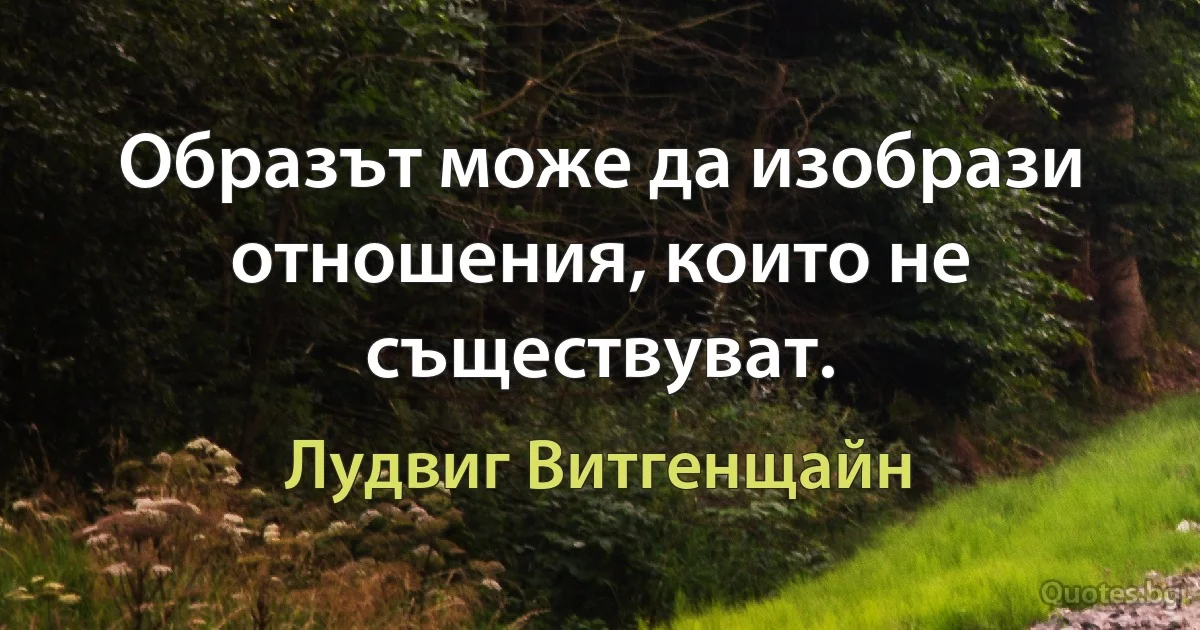 Образът може да изобрази отношения, които не съществуват. (Лудвиг Витгенщайн)