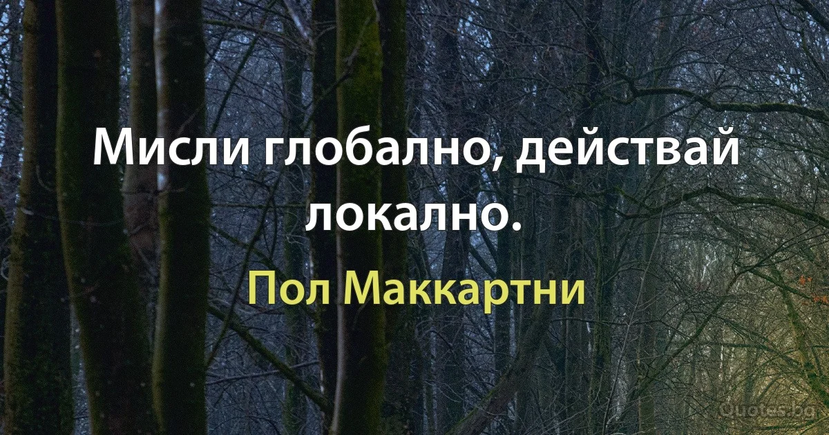 Мисли глобално, действай локално. (Пол Маккартни)