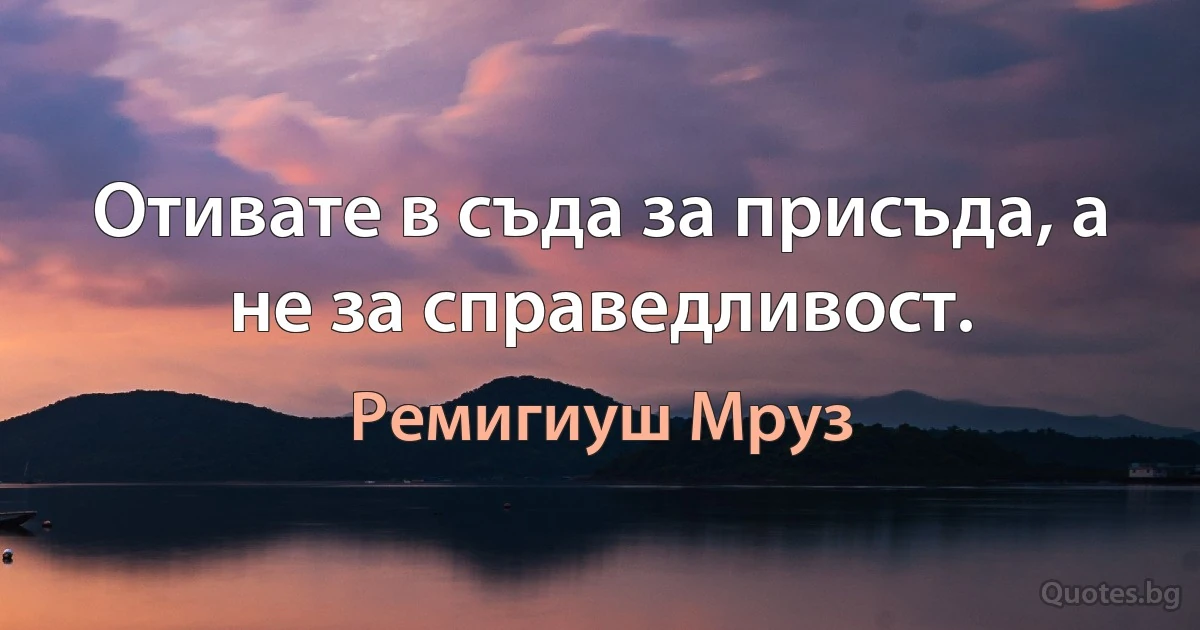 Отивате в съда за присъда, а не за справедливост. (Ремигиуш Мруз)