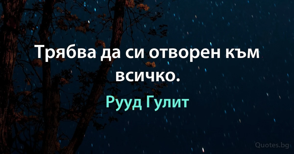 Трябва да си отворен към всичко. (Рууд Гулит)