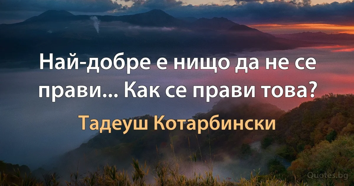 Най-добре е нищо да не се прави... Как се прави това? (Тадеуш Котарбински)