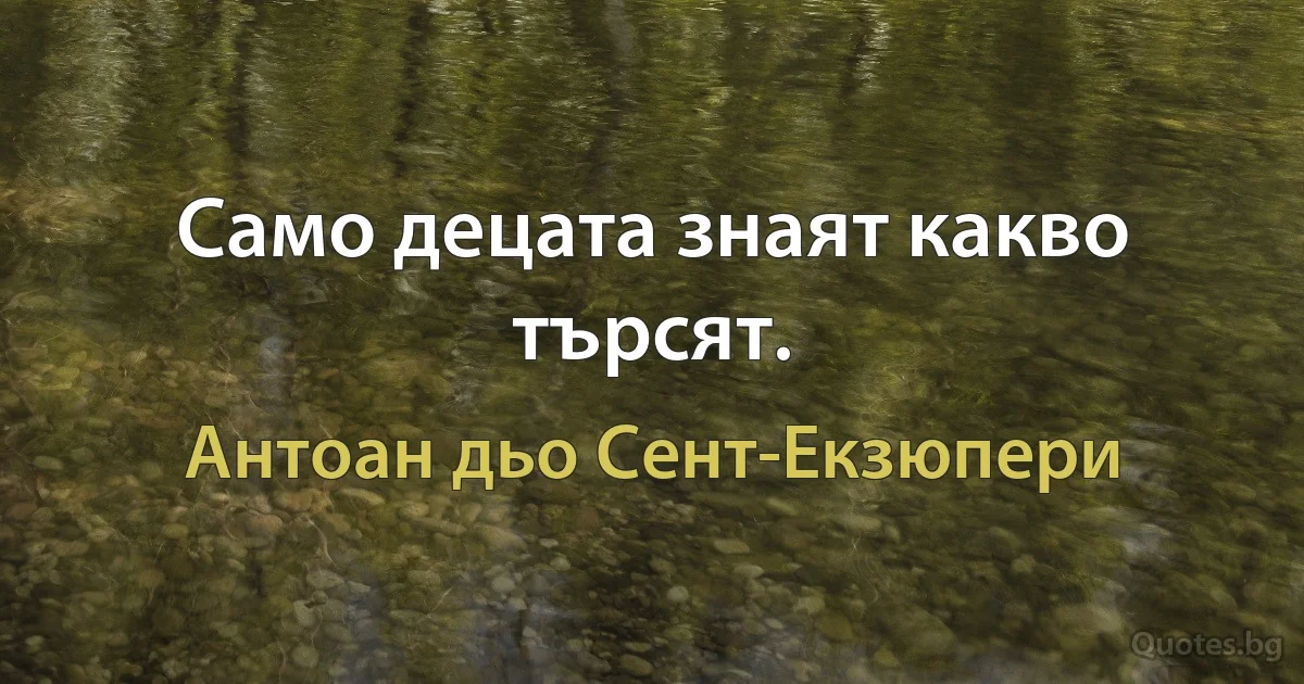 Само децата знаят какво търсят. (Антоан дьо Сент-Екзюпери)