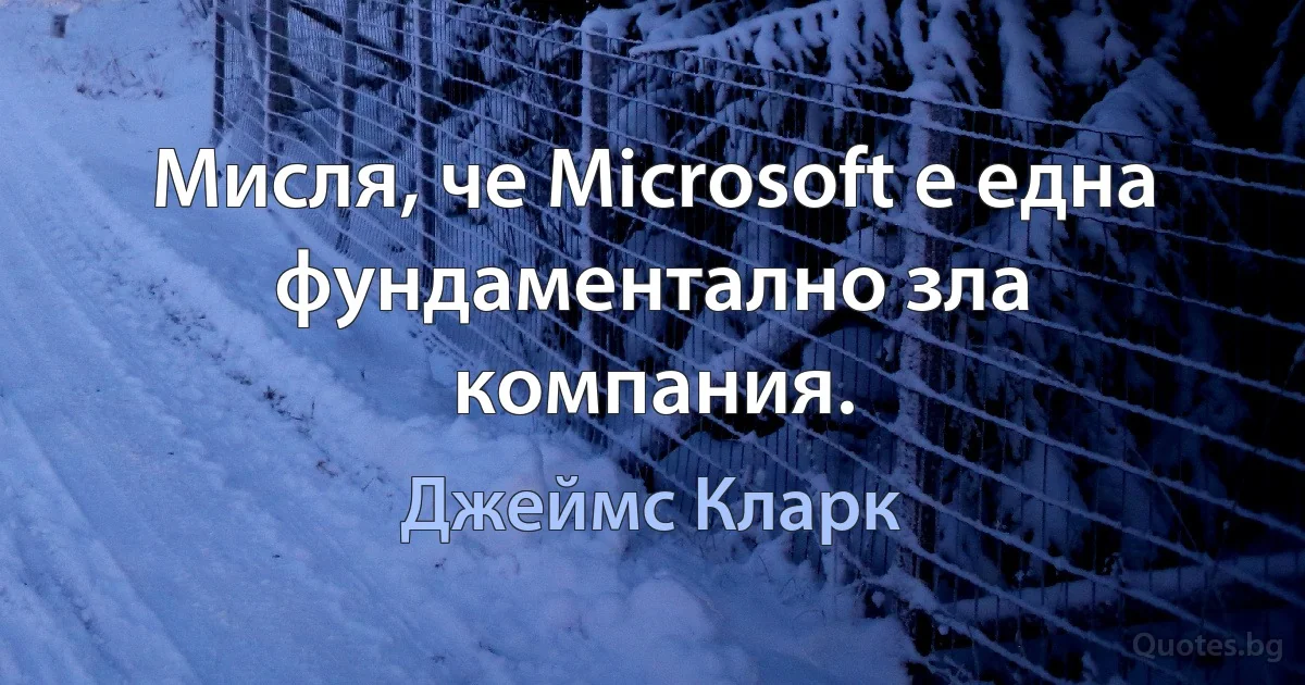 Мисля, че Microsoft е една фундаментално зла компания. (Джеймс Кларк)