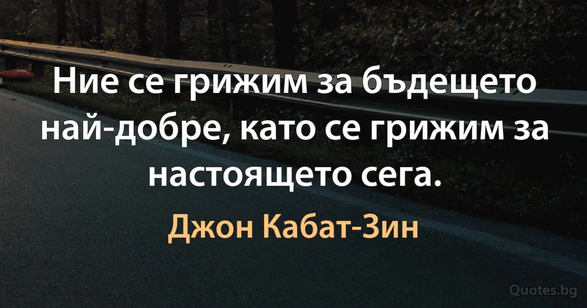 Ние се грижим за бъдещето най-добре, като се грижим за настоящето сега. (Джон Кабат-Зин)