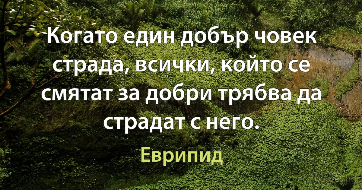 Когато един добър човек страда, всички, който се смятат за добри трябва да страдат с него. (Еврипид)