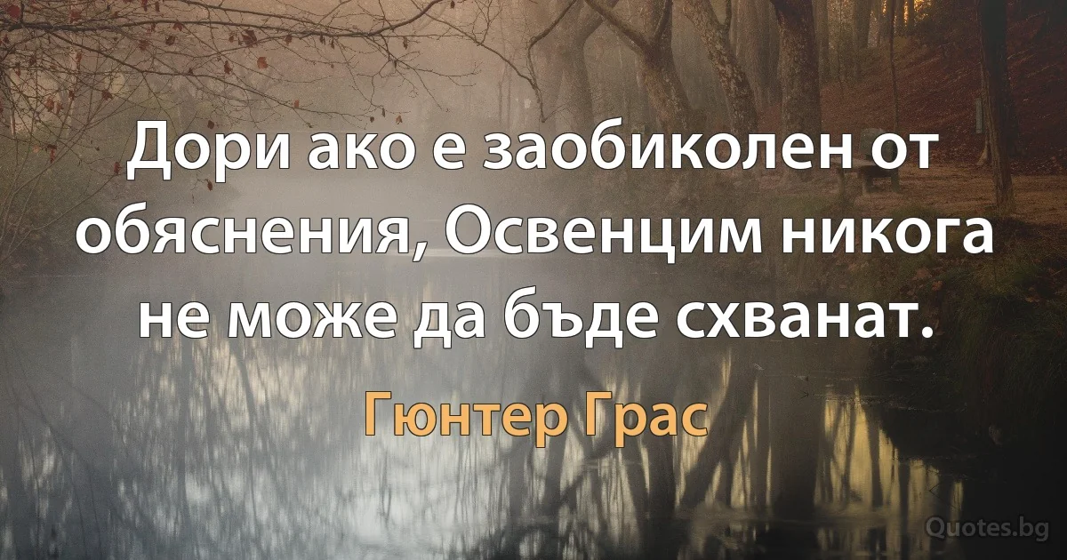 Дори ако е заобиколен от обяснения, Освенцим никога не може да бъде схванат. (Гюнтер Грас)