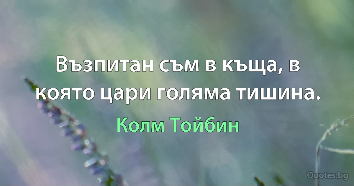 Възпитан съм в къща, в която цари голяма тишина. (Колм Тойбин)