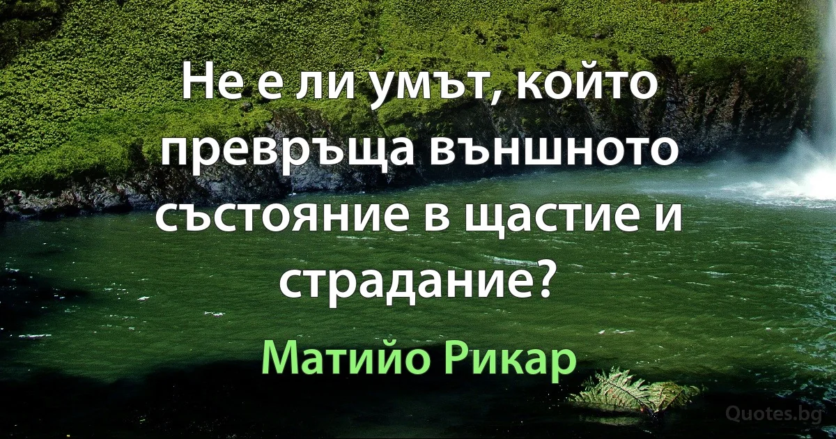 Не е ли умът, който превръща външното състояние в щастие и страдание? (Матийо Рикар)