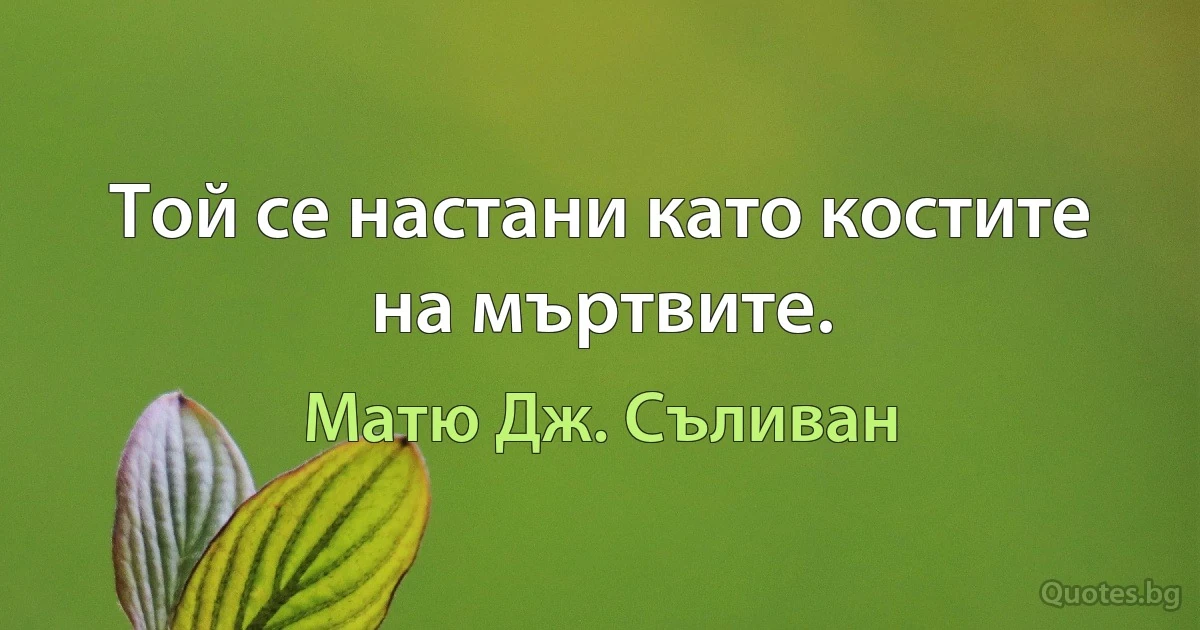 Той се настани като костите на мъртвите. (Матю Дж. Съливан)