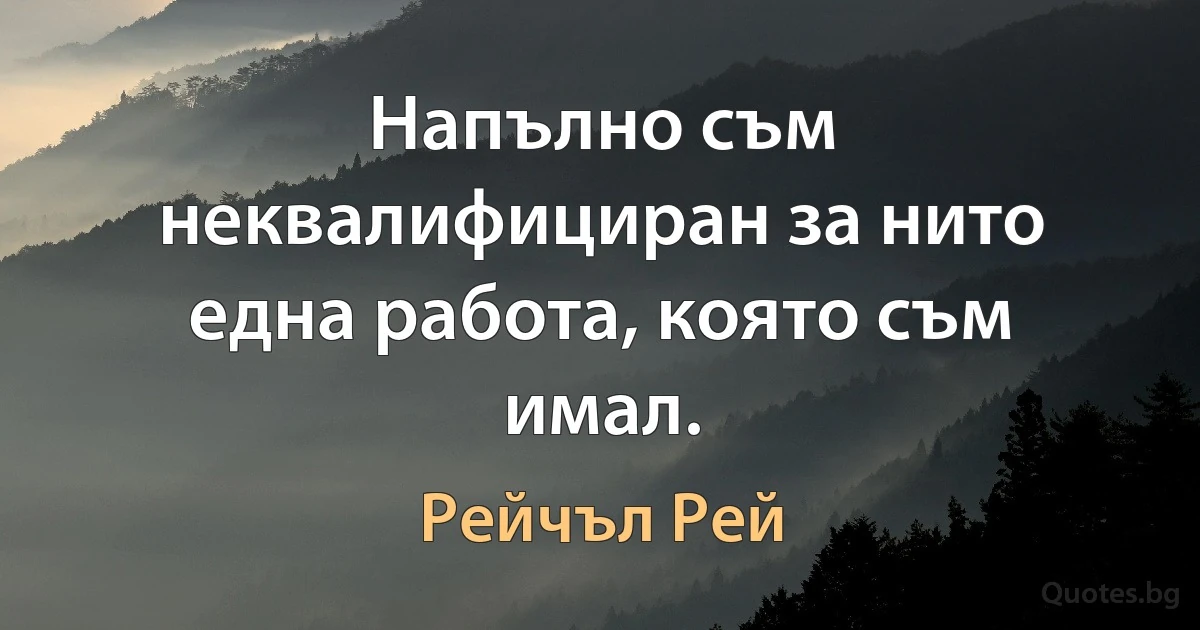 Напълно съм неквалифициран за нито една работа, която съм имал. (Рейчъл Рей)