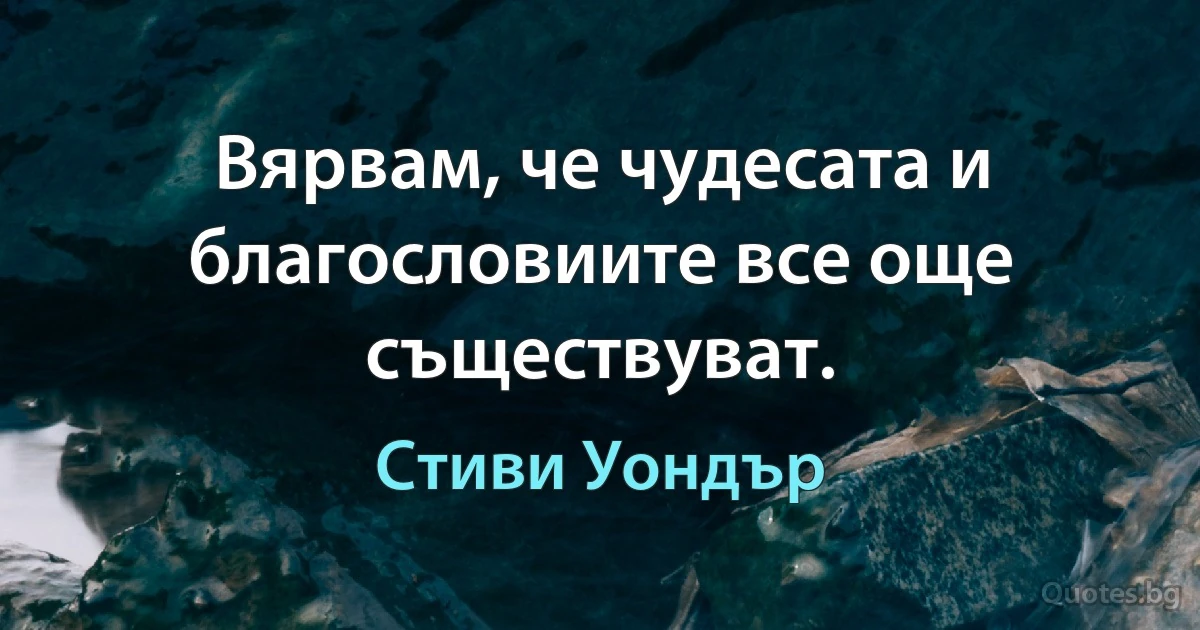 Вярвам, че чудесата и благословиите все още съществуват. (Стиви Уондър)