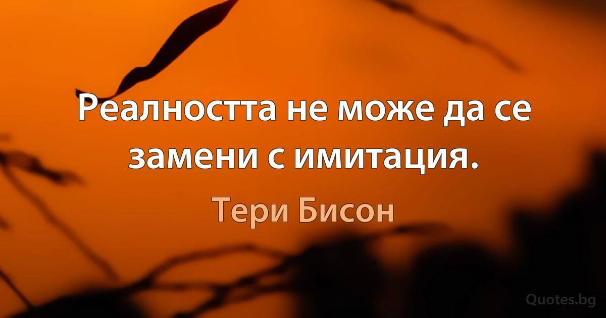 Реалността не може да се замени с имитация. (Тери Бисон)