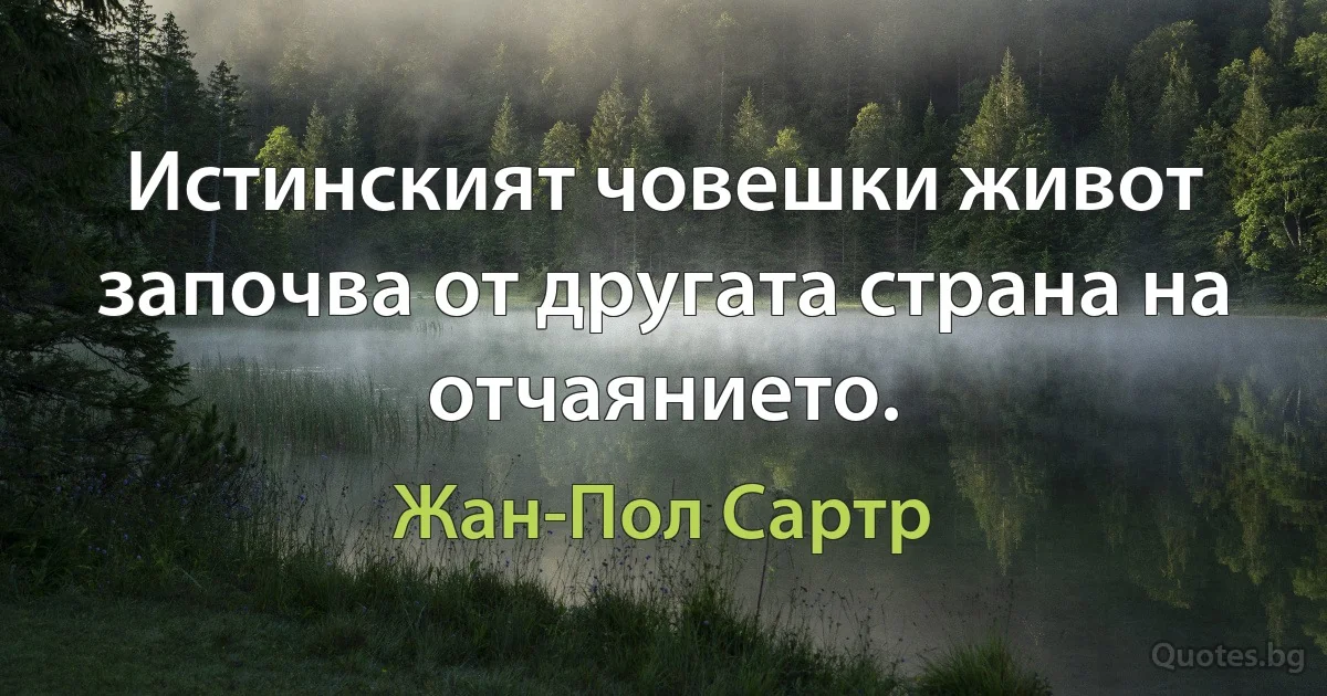 Истинският човешки живот започва от другата страна на отчаянието. (Жан-Пол Сартр)