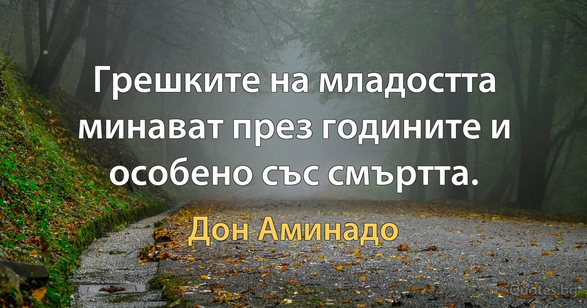 Грешките на младостта минават през годините и особено със смъртта. (Дон Аминадо)