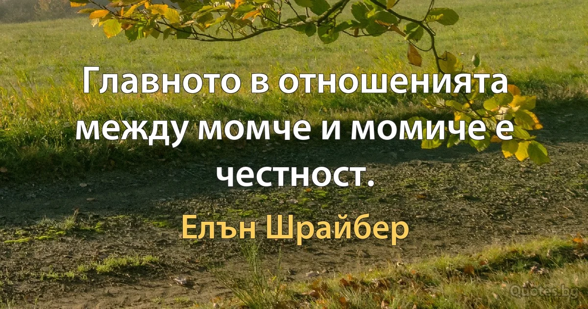 Главното в отношенията между момче и момиче е честност. (Елън Шрайбер)