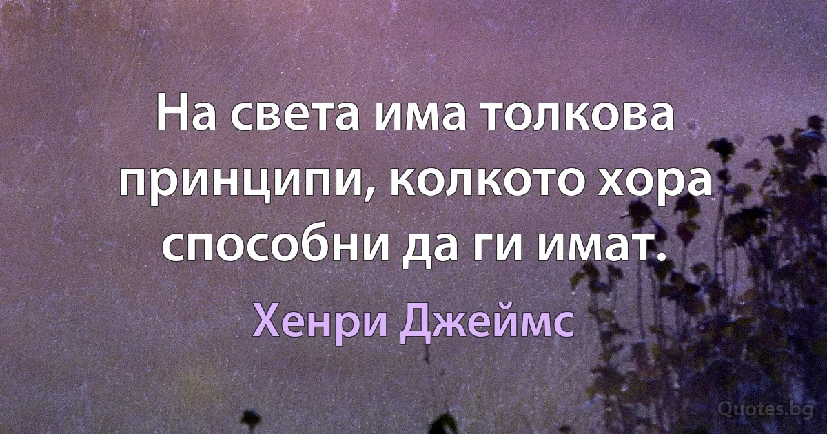 На света има толкова принципи, колкото хора способни да ги имат. (Хенри Джеймс)