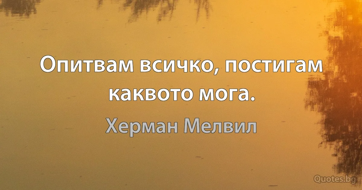 Опитвам всичко, постигам каквото мога. (Херман Мелвил)