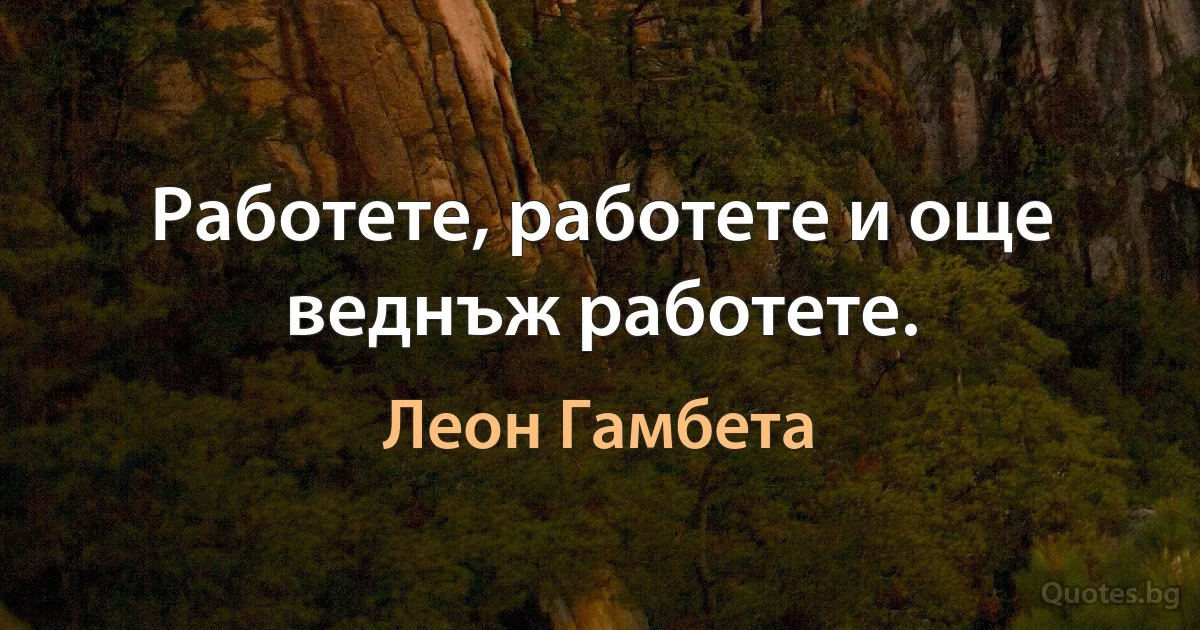 Работете, работете и още веднъж работете. (Леон Гамбета)