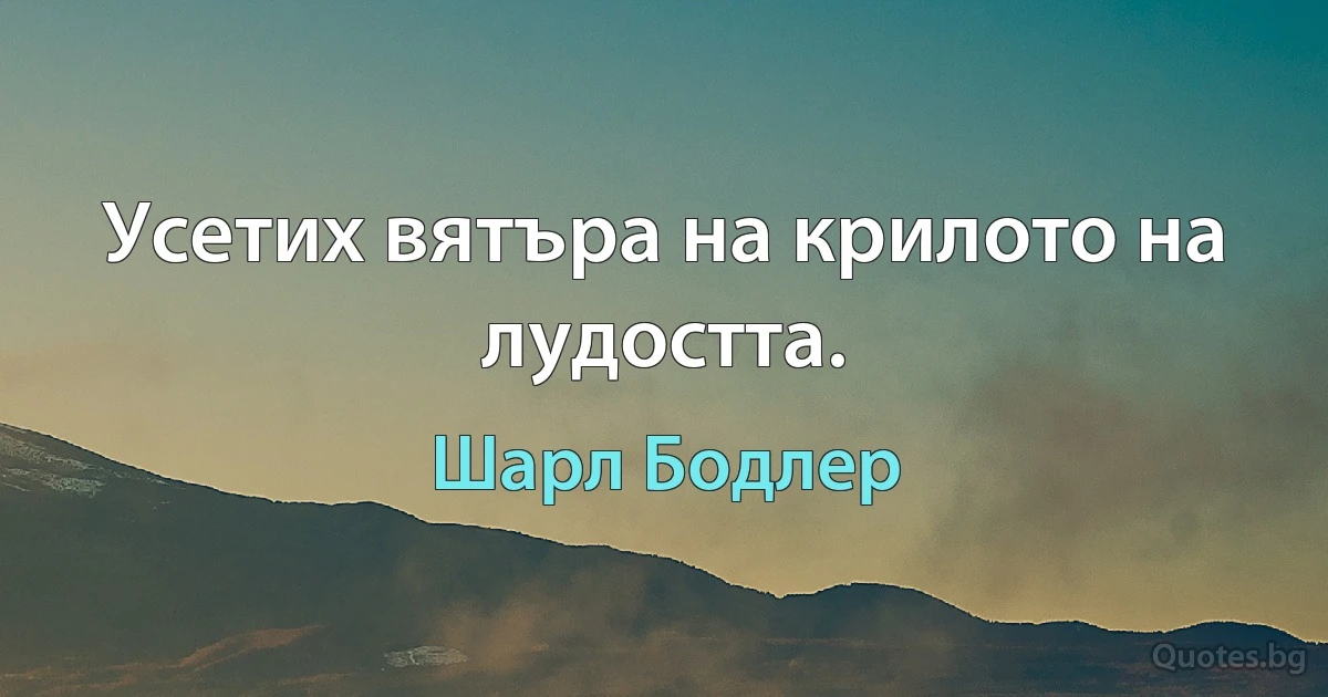 Усетих вятъра на крилото на лудостта. (Шарл Бодлер)