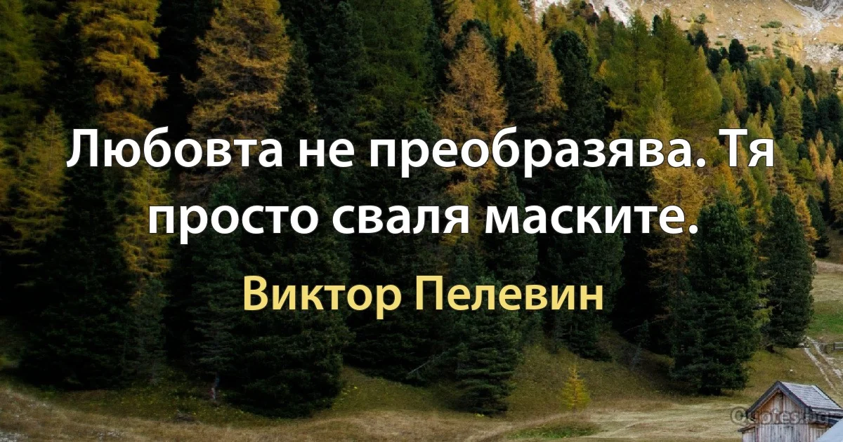 Любовта не преобразява. Тя просто сваля маските. (Виктор Пелевин)