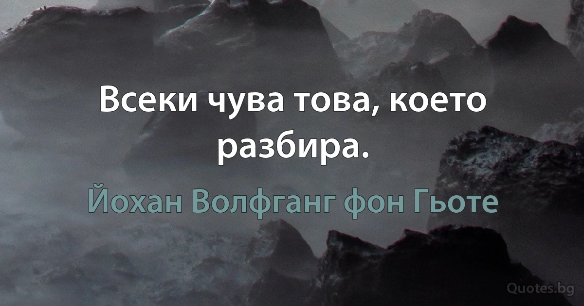 Всеки чува това, което разбира. (Йохан Волфганг фон Гьоте)