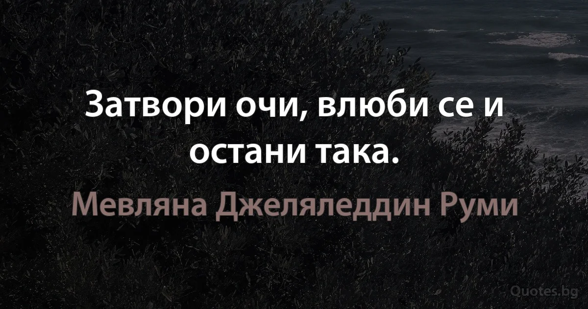 Затвори очи, влюби се и остани така. (Мевляна Джеляледдин Руми)