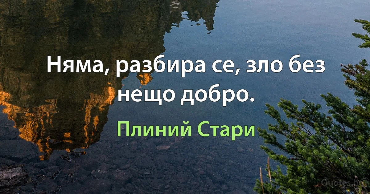 Няма, разбира се, зло без нещо добро. (Плиний Стари)