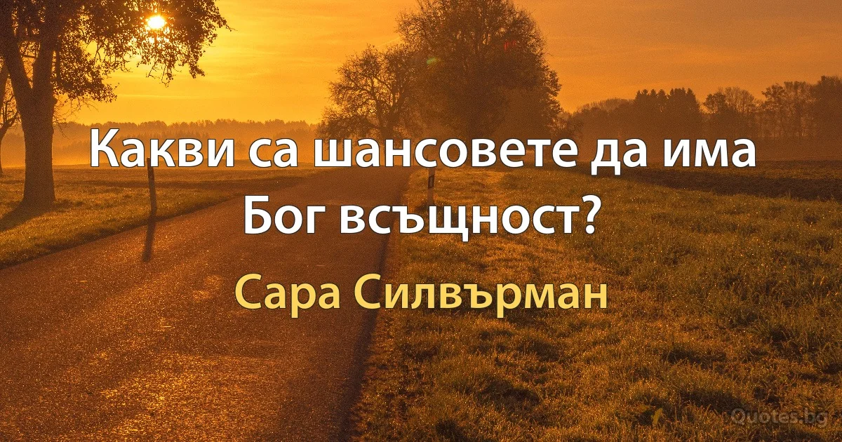 Какви са шансовете да има Бог всъщност? (Сара Силвърман)