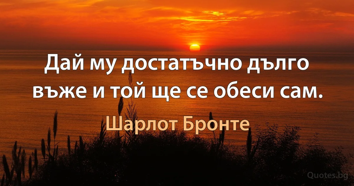 Дай му достатъчно дълго въже и той ще се обеси сам. (Шарлот Бронте)