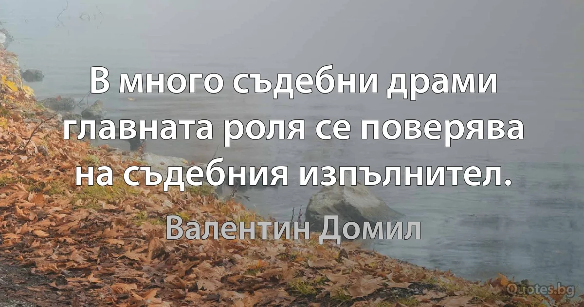 В много съдебни драми главната роля се поверява на съдебния изпълнител. (Валентин Домил)