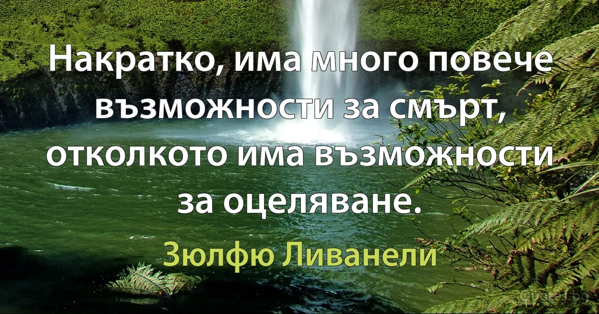 Накратко, има много повече възможности за смърт, отколкото има възможности за оцеляване. (Зюлфю Ливанели)