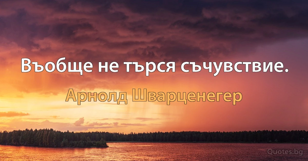 Въобще не търся съчувствие. (Арнолд Шварценегер)